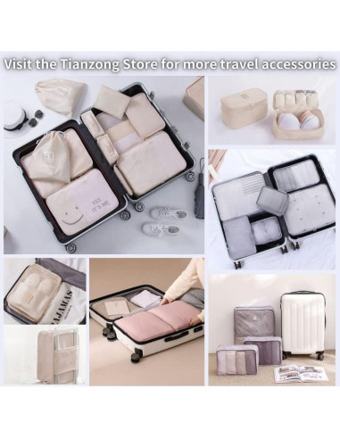 Cubos de Compresión TIANZONG para Equipaje 2 Paquete Grande Beige