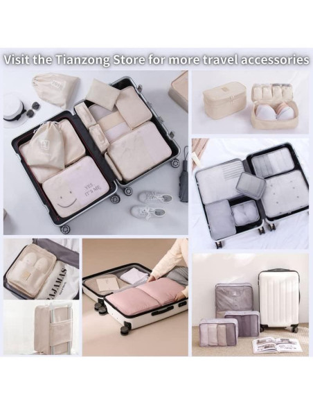 Cubos de Compresión TIANZONG para Equipaje 2 Paquete Grande Beige