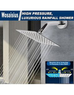 Cabezal de Ducha Doble Wosaisius 6" Alta Presión Cromo 2