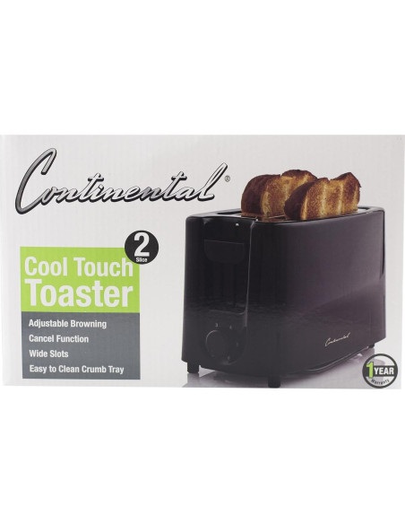 Tostadora 2 Rebanadas Continental Electric CE-TT019 Negra