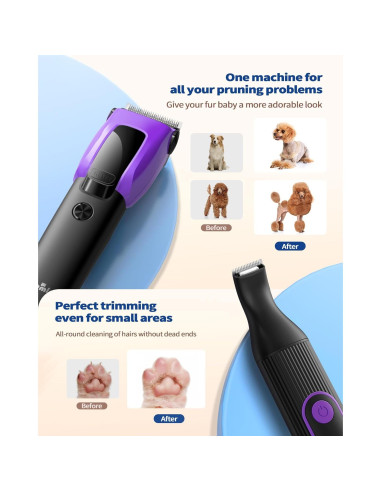 Kit de Aseo para Perros PAPMINI 3 en 1 Recargable Bajo Ruido