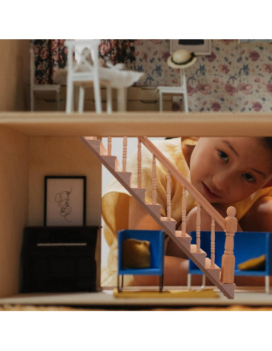 Escalera Miniatura 1:12 DOITOOL de Madera para Casa de Muñecas