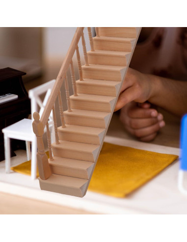 Escalera Miniatura 1:12 DOITOOL de Madera para Casa de Muñecas