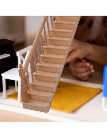 Escalera Miniatura 1:12 DOITOOL de Madera para Casa de Muñecas