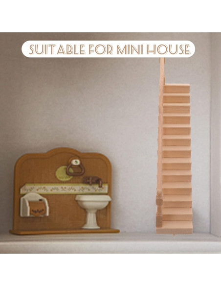 Escalera Miniatura 1:12 DOITOOL de Madera para Casa de Muñecas