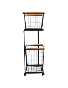 Cesta de Ropa con Ruedas Mignonnememe 2 Niveles Negra