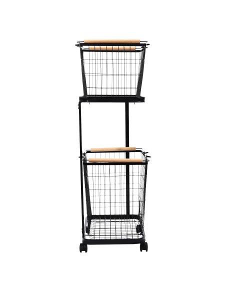 Cesta de Ropa con Ruedas Mignonnememe 2 Niveles Negra