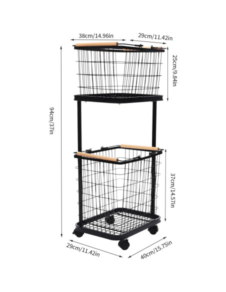 Cesta de Ropa con Ruedas Mignonnememe 2 Niveles Negra
