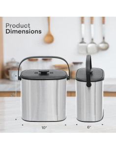 Cubo de Compost Interior Colección Athena 5.1 kg Acero Inoxidable Plata 2