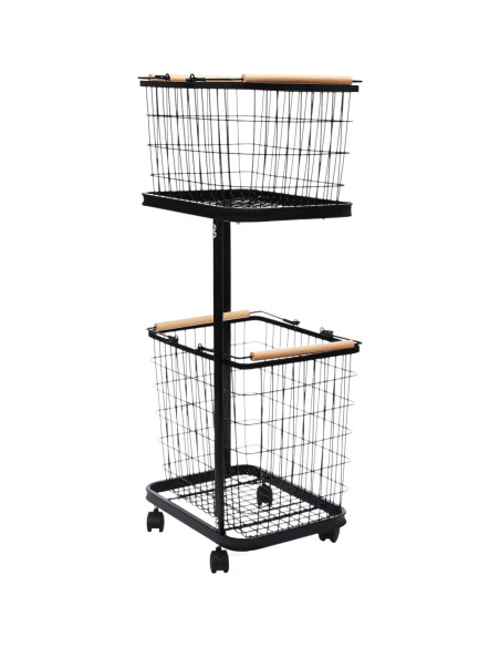 Cesta de Ropa con Ruedas Mignonnememe 2 Niveles Negra