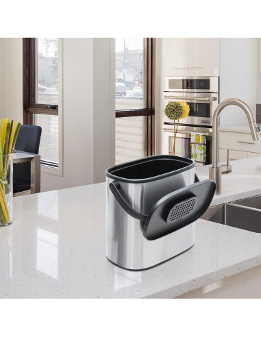 Cubo de Compost Interior Colección Athena 5.1 kg Acero Inoxidable Plata