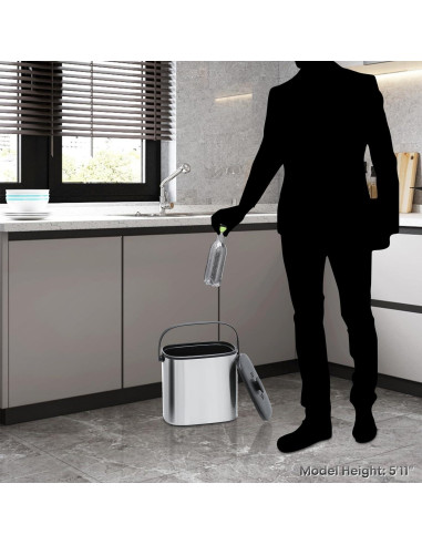 Cubo de Compost Interior Colección Athena 5.1 kg Acero Inoxidable Plata