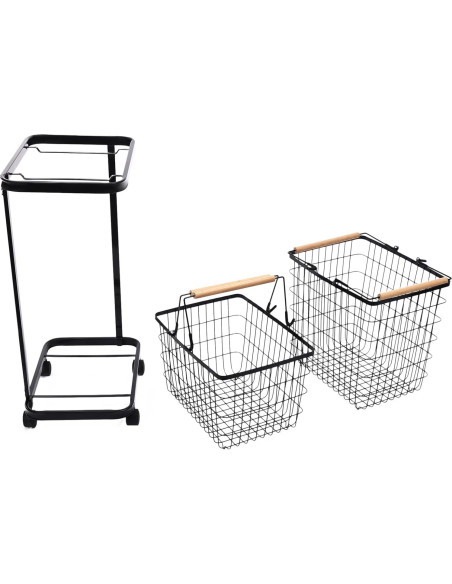 Cesta de Ropa con Ruedas Mignonnememe 2 Niveles Negra