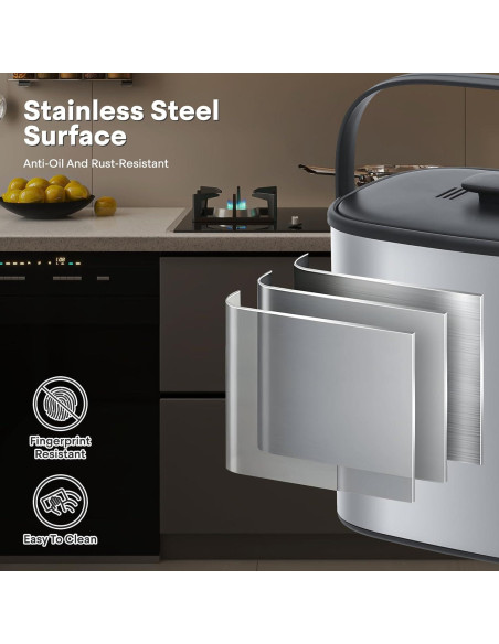 Cubo de Compost Interior Colección Athena 5.1 kg Acero Inoxidable Plata