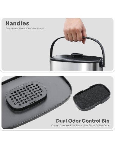 Cubo de Compost Interior Colección Athena 5.1 kg Acero Inoxidable Plata