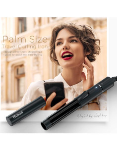 Mini Plancha de Rizar Cerámica Hoson 2.54 cm Doble Voltaje Negro 2