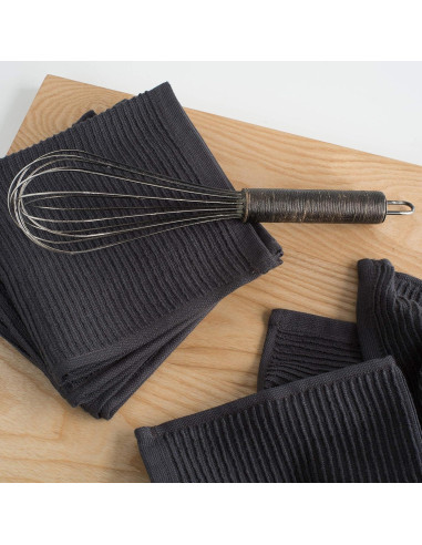 Juego de 4 Paños de Cocina Ripple Now Designs Negro