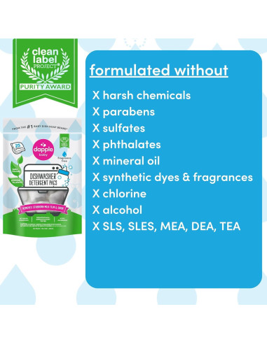 Pacs para Lavavajillas Dapple Baby Hipoalergénicos 50 Unidades