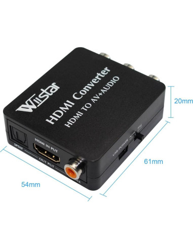 Convertidor HDMI a AV Wiistar 1080p con Audio SPDIF y Coaxial