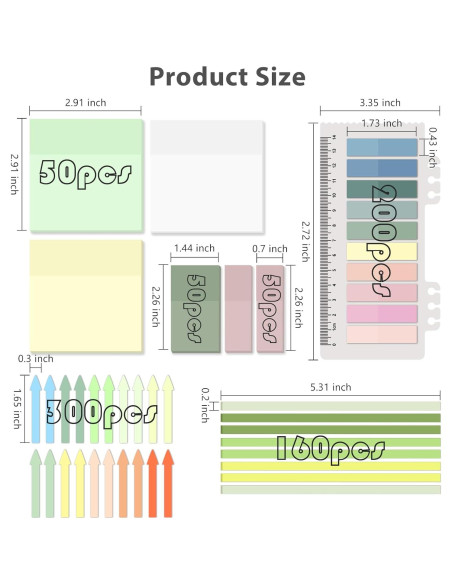 Notas Adhesivas Transparentes Valtiner 1060 Hojas Morandi