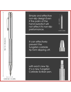Ctosree 6 Bolígrafos Scribe Carburo Tungsteno + 30 Puntas Reemplazo 2