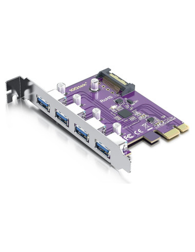 Tarjeta PCIe a 4 USB 3.0 10Gtek VL805-4B-2-US con SATA