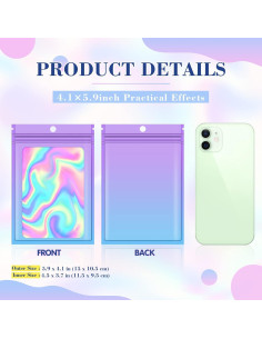 120 Bolsas Mylar Reutilizables Funseeya 10x15 cm a Prueba de Olores 2