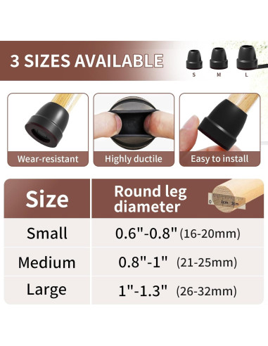 Protectores de Piso para Patas de Sillas Ezprotekt 8 Pcs Negro