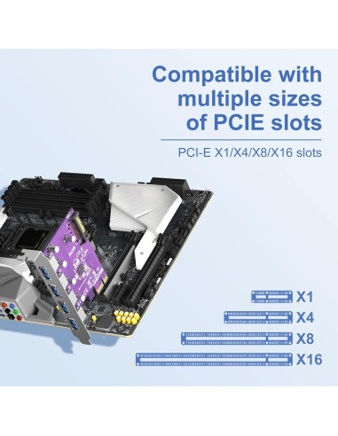 Tarjeta PCIe a 4 USB 3.0 10Gtek VL805-4B-2-US con SATA