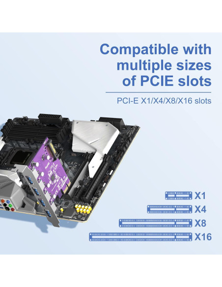 Tarjeta PCIe a 4 USB 3.0 10Gtek VL805-4B-2-US con SATA
