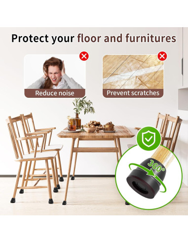 Protectores de Piso para Patas de Sillas Ezprotekt 8 Pcs Negro