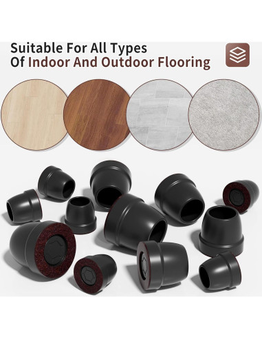 Protectores de Piso para Patas de Sillas Ezprotekt 8 Pcs Negro