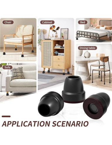 Protectores de Piso para Patas de Sillas Ezprotekt 8 Pcs Negro