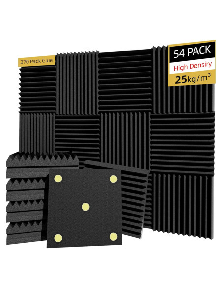 Paquete de 54 Paneles Aislantes de Sonido 30.48cm Negro