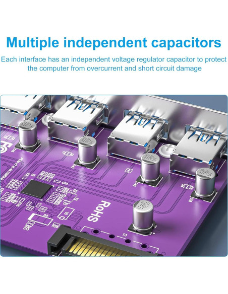 Tarjeta PCIe a 4 USB 3.0 10Gtek VL805-4B-2-US con SATA