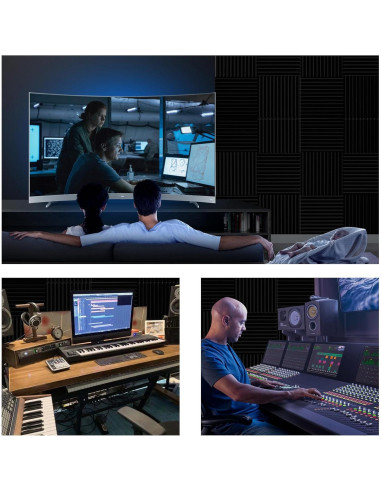 Paquete de 54 Paneles Aislantes de Sonido 30.48cm Negro