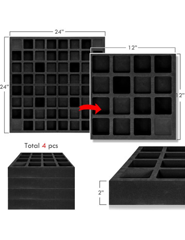 4 Paneles Difusores Acústicos EVA 60x60x5cm Negro para Estudio