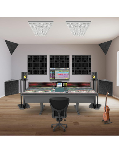 4 Paneles Difusores Acústicos EVA 60x60x5cm Negro para Estudio