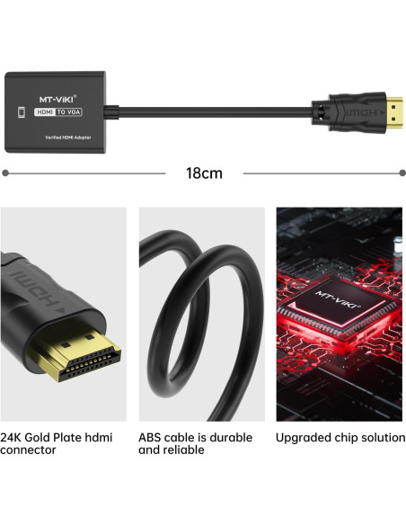 Adaptador HDMI a VGA MT-VIKI M02-A1 1080P 60Hz