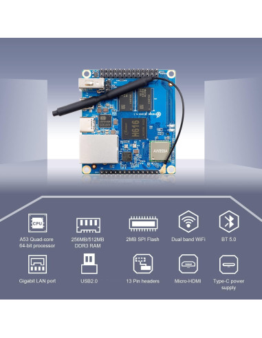 Computadora Orange Pi Zero 2 1GB DDR3 Quad Core 64 Bit