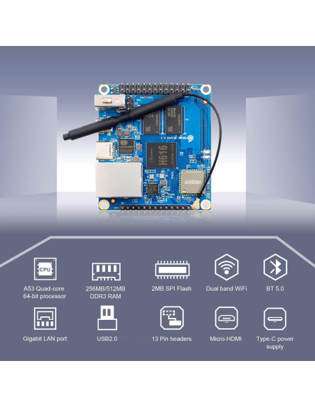 Computadora Orange Pi Zero 2 1GB DDR3 Quad Core 64 Bit