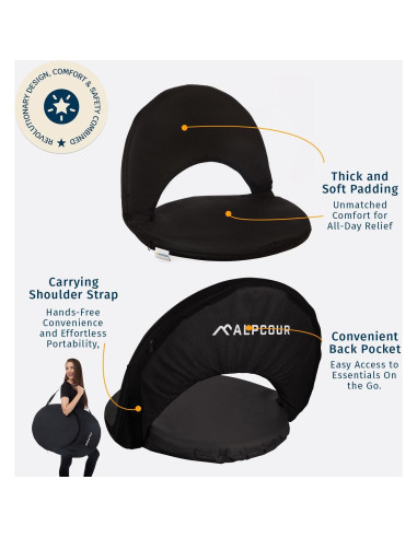 Silla Plegable Alpcour Deluxe para Estadio y Camping - Impermeable, 6 Posiciones, 1.81 kg