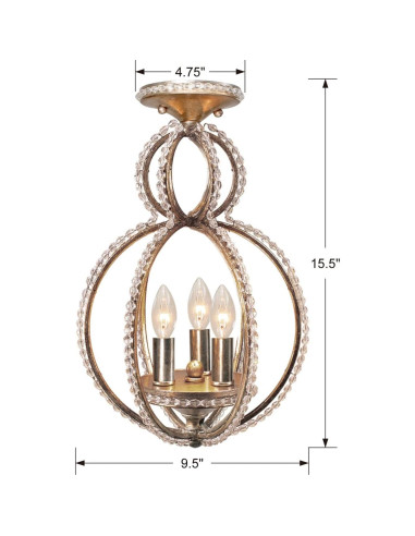 Candelabro Mini Crystorama Garland 3 Luces Crepúsculo 24.1x39.4cm
