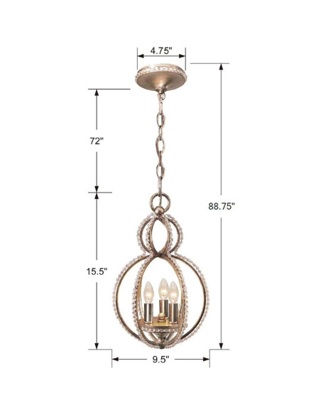 Candelabro Mini Crystorama Garland 3 Luces Crepúsculo 24.1x39.4cm