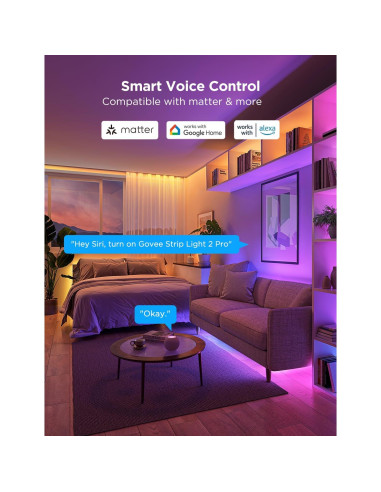 Tira de Luz LED Govee RGBIC 2 Pro 1m Extensión Sin Enchufe