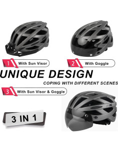 Casco de Bicicleta JEPOZRA Unisex Ajustable con Luz LED 2