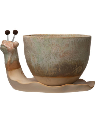 Maceta de Cerámica Caracol Creative Co-Op Juego de 2 Piezas