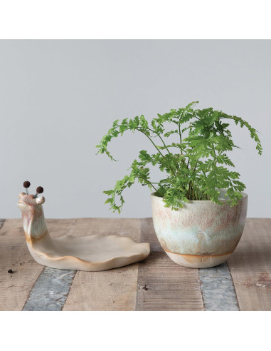 Maceta de Cerámica Caracol Creative Co-Op Juego de 2 Piezas