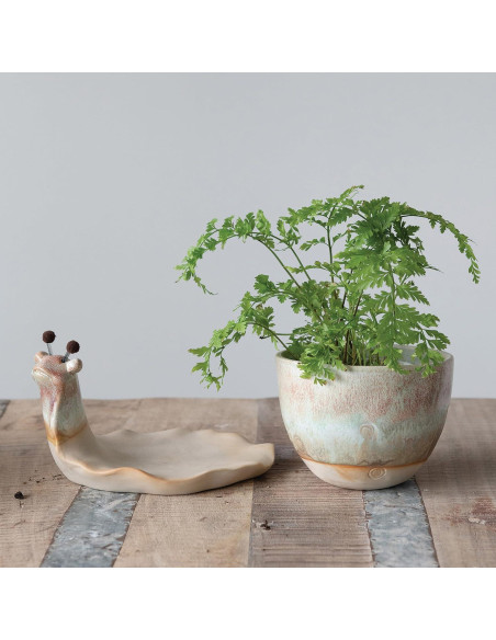 Maceta de Cerámica Caracol Creative Co-Op Juego de 2 Piezas