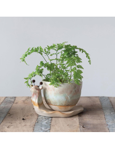 Maceta de Cerámica Caracol Creative Co-Op Juego de 2 Piezas